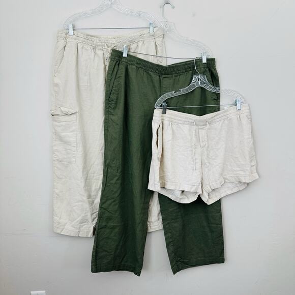 Women’s Loose Fit Linen Blend Pants And Short Bundle Of 3 Size XL - Picture 1 of 11